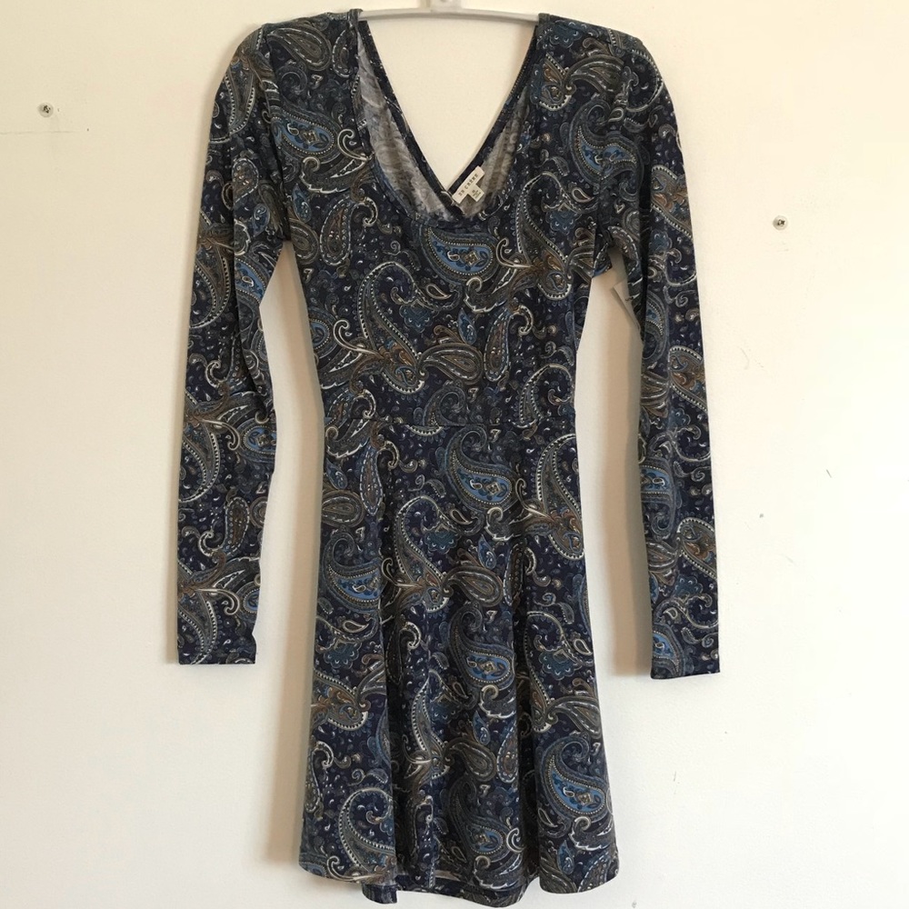 Paisley Print Cross-Back A-Line Dress